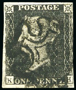 Stamp of Great Britain » 1840 1d Black and 1d Red plates 1a to 11 Plate 11 KH with close to large margins, neat blac