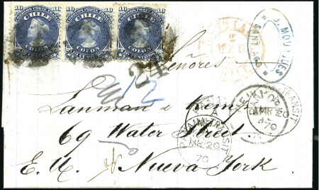 Stamp of Chile 1821-80, Fat stockbook with over 60 covers (few fr