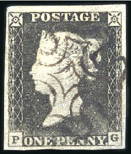 Stamp of Great Britain » 1840 1d Black and 1d Red plates 1a to 11 Plate 1a PG with good to large margins, neat black