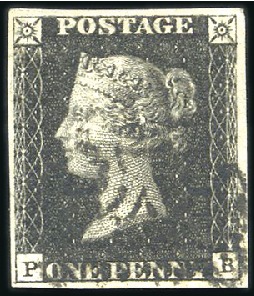 Stamp of Great Britain » 1840 1d Black and 1d Red plates 1a to 11 Plate 7 PB with good to very good margins, black M