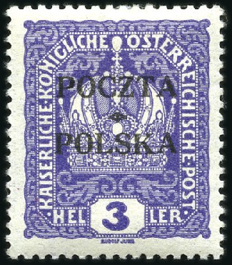 Stamp of Poland » Poland Later Issues 1919 3h violet, 10h claret, 20h deep green + newsp
