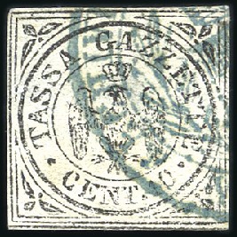 Stamp of Italian States » Modena » Modena Newspaper Stamps 1859 Newspaper Tax 10c black with blue-green cance