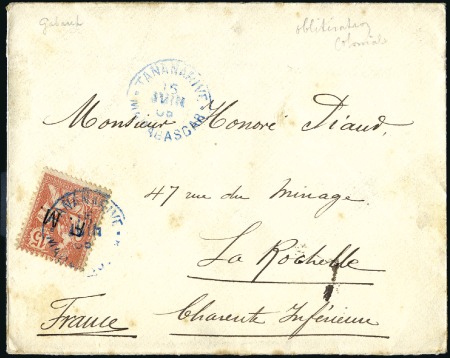 Stamp of Colonies françaises » Madagascar (Poste française) 1905 Env. pour la France avec timbre français de F