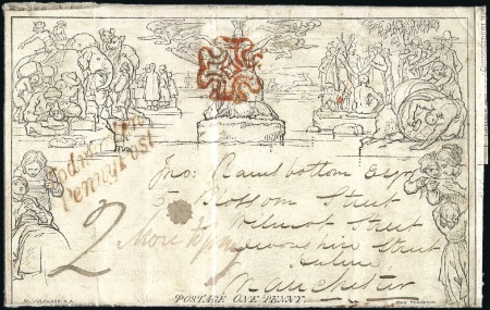 Stamp of Great Britain » 1840 Mulreadys & Caricatures 1841 (Sep 11) 1d Mulready lettersheet, stereo A35,