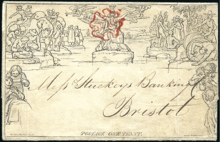 Stamp of Great Britain » 1840 Mulreadys & Caricatures Group of Mulreadies incl. 2d envelope from Kirriem
