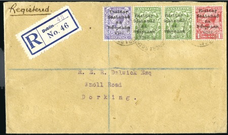 Stamp of Ireland » 1922 (Feb) Dollard Overprints (T1-T14) 1/2d Green, two singles both showing INVERTED OVER