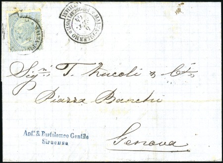 Stamp of Italy 1864 Two maritime folded covers respectively from 