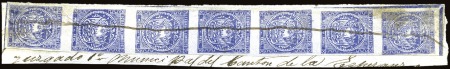 Stamp of Ecuador » 1865-72 First Issue 1/2r Blue, 3rd printing, complete left margin stri