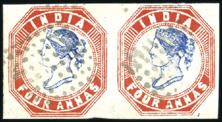 Stamp of India 1854-55 4a Deep Blue and Red, 4th printing (head d