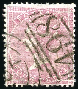 Stamp of Great Britain » 1855-1900 Surface Printed 1855-57 4d Pale Carmine, wmk MG, with WATERMARK IN