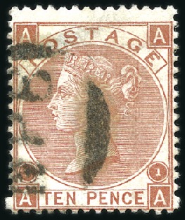 Stamp of Great Britain » 1855-1900 Surface Printed 1867-80 10d Pale Red-Brown AA showing variety "sma