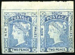 Stamp of Australia » New South Wales 1854 2d Blue, three pairs in different shades, one