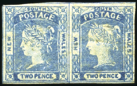 Stamp of Australia » New South Wales 1854 2d Blue, three pairs in different shades, one