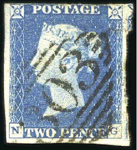 Stamp of Great Britain » 1840 2d Blue (ordered by plate number) Plate 1 NG with just touched to large margins, wit