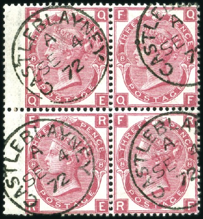 Stamp of Great Britain » 1855-1900 Surface Printed 1867-80 3d Deep Rose pl.8 left wing marginal block