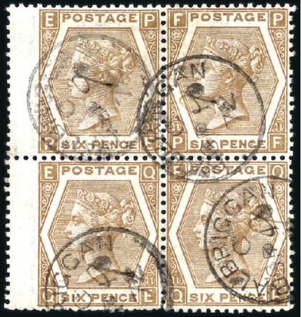 Stamp of Great Britain » 1855-1900 Surface Printed 1872-73 6d Chestnut pl.11 left marginal block of f