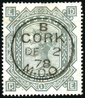 Stamp of Great Britain » 1855-1900 Surface Printed 1867-83 10s Greenish Grey, wmk MC, with crisp Cork