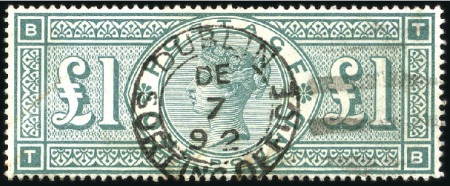Stamp of Great Britain » 1855-1900 Surface Printed 1891 £1 Green, wmk Crowns, with Dublin / Sorting O