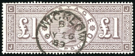 Stamp of Great Britain » 1855-1900 Surface Printed 1888 £1 Brown-Lilac JC, wmk Orbs, with BROKEN FRAM