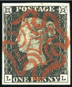 Stamp of Great Britain » 1840 1d Black and 1d Red plates 1a to 11 Plate 6 LL with fine to large margins, crisp and v