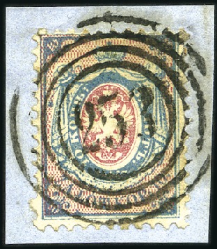Stamp of Poland » Poland 1860 Kingdom of Poland 1860 10k tied to fragment by 4-ring numeral '253' 