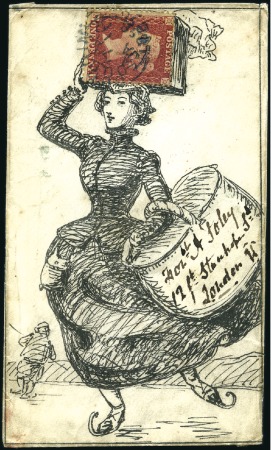 Stamp of Great Britain » Hand Illustrated and Printed Envelopes 1858 (Jan 10) Pen & ink hand illustrated envelope 