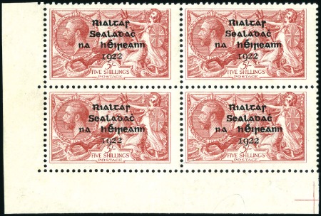 Stamp of Ireland 1922 2s6d grey-brown, 5s pale rose-red & 10s dull 