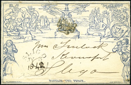 Stamp of Great Britain » 1840 Mulreadys & Caricatures 1842 (Jul 3) 2d Mulready wrapper from Dublin to Sl