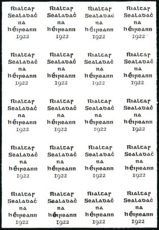 Stamp of Ireland » 1922 (Feb) Dollard Overprints (T1-T14) Proof of overprint, 5-line black overprint on thin