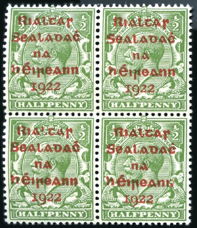 Stamp of Ireland » 1922 (Feb) Dollard Overprints (T1-T14) Proof of overprint, 5-line red overprint on GB 1/2