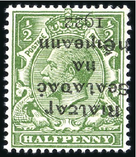 Stamp of Ireland » 1922 (Feb) Dollard Overprints (T1-T14) 1/2d Green, mint single showing INVERTED OVERPRINT