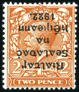 Stamp of Ireland » 1922 (Feb) Thom Overprints (T15-T19) 2d Orange, die I, nh mint single showing INVERTED 