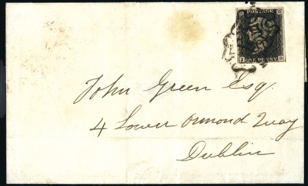 Stamp of Great Britain » 1840 1d Black and 1d Red plates 1a to 11 Plate 9 JD with good to large margins tied on 1841