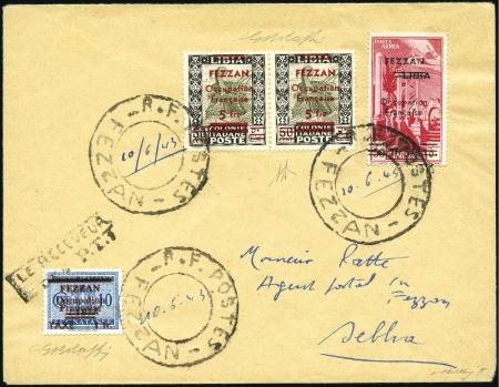 Stamp of Colonies françaises » Fezzan 1943 DOUBLE SURCHARGE noire et rouge sur Timbre-ta