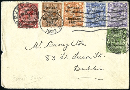Stamp of Ireland » 1922 (Feb) Dollard Overprints (T1-T14) 1/2d, 1d, 2 1/2d, 3d & Thom 1 1/2d & 2d, all tied 