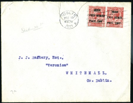 Stamp of Ireland » 1922 (Feb) Dollard Overprints (T1-T14) 1d pair, both showing private ovpt "IRISH / FREE S