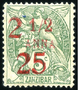 Stamp of Colonies françaises » Zanzibar (Poste française) 1904 Un des trois exemplaire neuf connu du 2 et 25