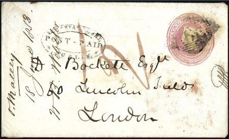 Stamp of Ireland » GB Used In Ireland 1853 (Jul 20) GB 1d pink postal stationery envelop