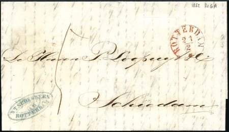 Stamp of Russia » Russia Imperial Pre-Stamp Postal History 1852 Cover from Riga to Holland with forwarding Ag