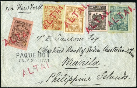 Stamp of Colombia 1902 Cover to Manila, Philippine Islands, with col