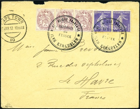 Stamp of Colonies françaises » TAAF 1912 Enveloppe avec 35c Semeuse en paire + type Bl