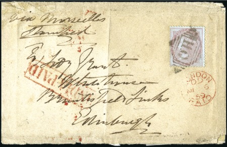 Stamp of India MILITARY POST: 1859 (Feb 2) Wrapper with 1855 8a c
