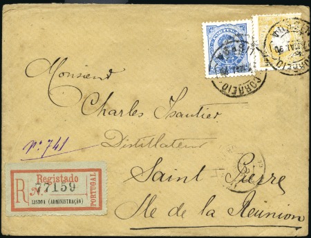 Stamp of Portugal 1889-90, Group of five covers to REUNION ISLANDS i