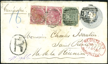 Stamp of Mauritius 1889 (Jul 11) 8c Postal stationery envelope uprate