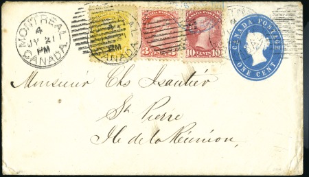 Stamp of Canada 1890ca. Pair of envelopes to REUNION; 1890 (Mar 17