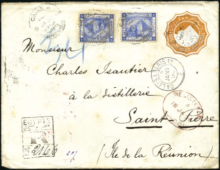 Stamp of Egypt » 1888-1906 New Currency 1889-90, Two covers to REUNION ISLAND incl. Postal