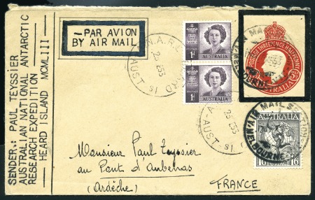 Stamp of Australia » Australia Antarctic Territory  1953 3 1/2d postal stationery with additional fran