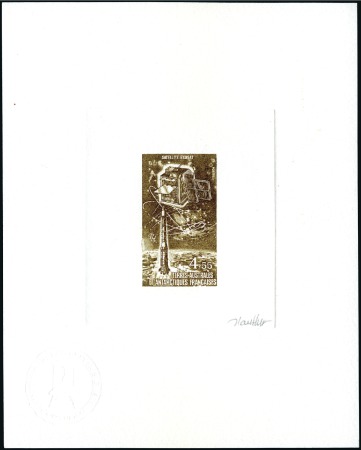 Stamp of Colonies françaises » TAAF 1983 4F55 Satellite EXOSAT, Non émis, Épreuve d'ar