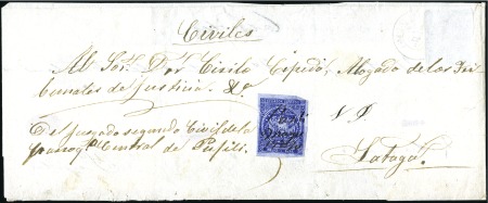 Stamp of Ecuador » 1865-72 First Issue TURNED COVER, 1870 cplt. legal cover franked at or