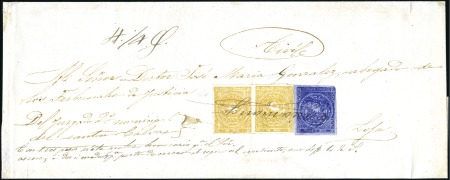 Stamp of Ecuador » 1865-72 First Issue 1 /2r Blue, 5th printing plus pair of 1r 6th print